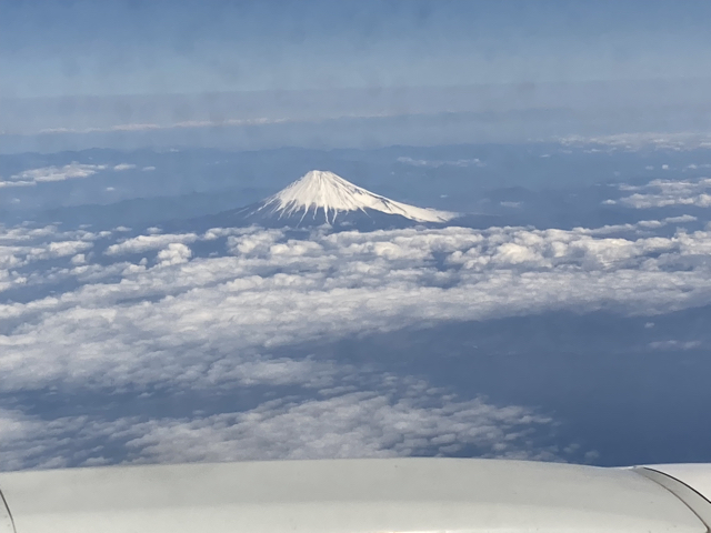 行きの機内からは富士山がきれいに見えました。