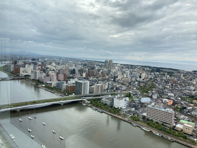 会場には展望ホールもありました。古町方向の風景です。